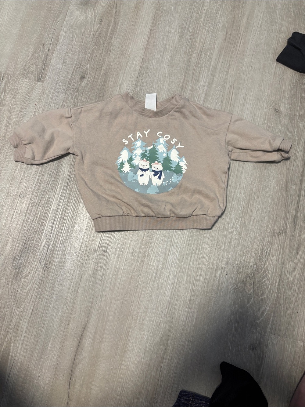 H&M Beige 'Stay Cosy' Kids Sweatshirt with Polar Bear Graphic